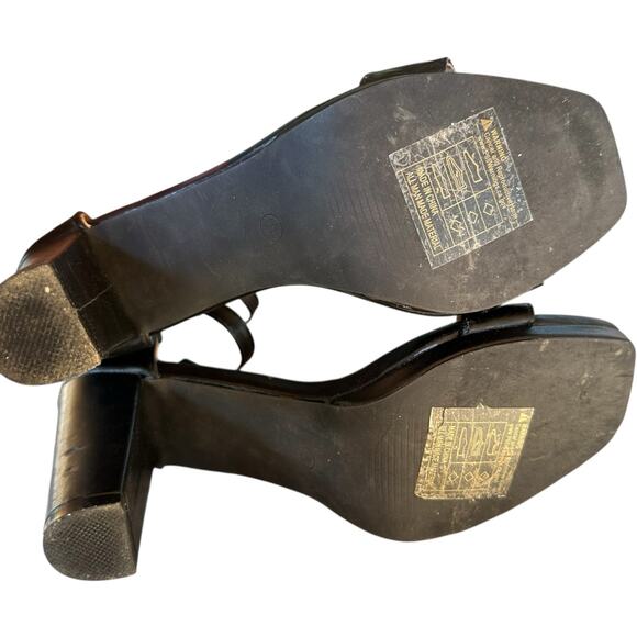 Aerosoles Coren Oil Leather Pumps SZ 8 Open Toe Dressy Sandal ChunkyHeels - Picture 9 of 11